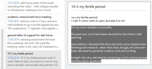 Evernote note titled “10-2 my fertile period”